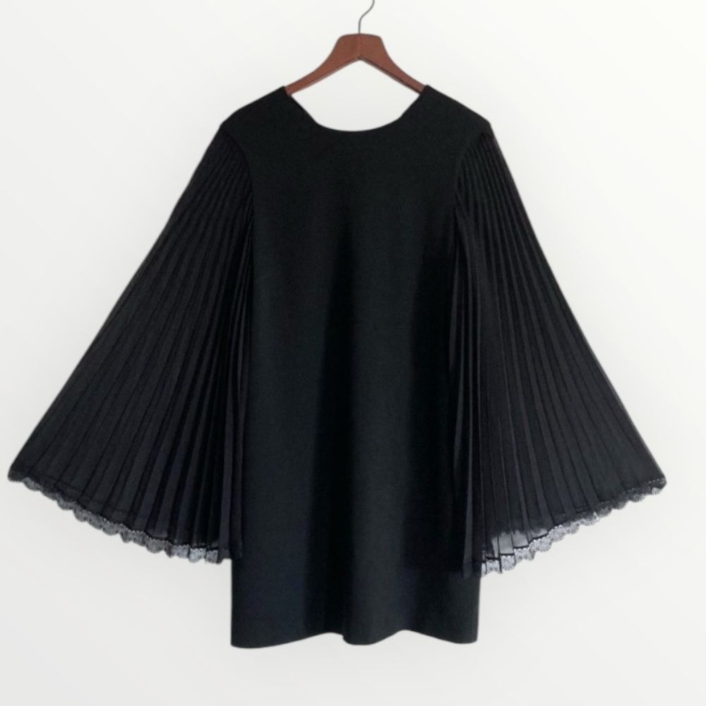 Johnathan Simkhai Pleated Butterfly Sleeve Little Black Sheath Dress Size Medium